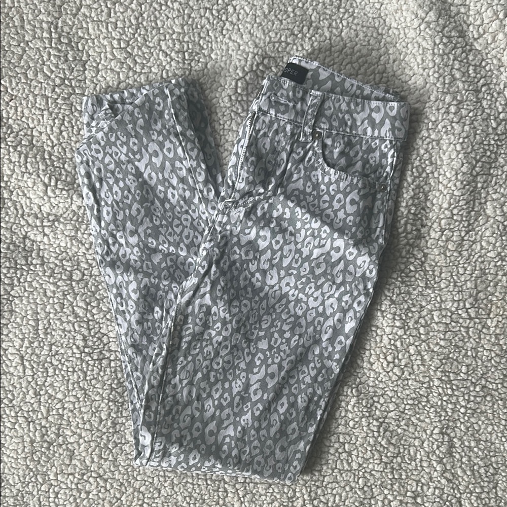 Gray Leopard Print Jeans